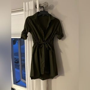 Olive green button down collar dress! So cute! Adjustable strap in the middle!
